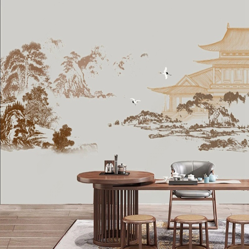 Home Improvement Background - Kustom Cina Abstrak Tinta Pemandangan Dinding