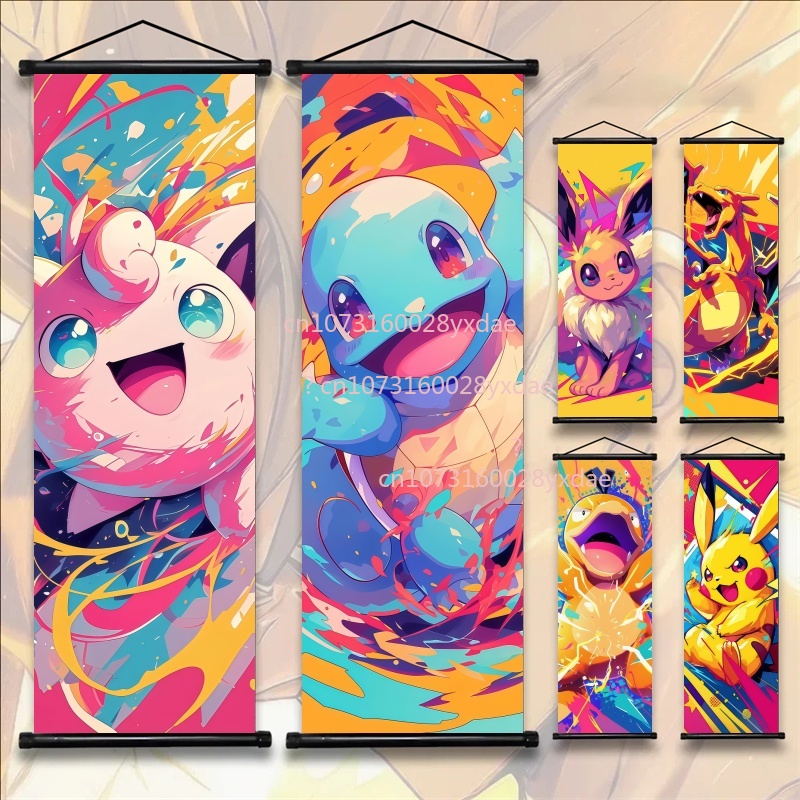 Home Improvement Tv Show - Lukisan Gulungan Anime Pokemon Bulbasaur Charmander