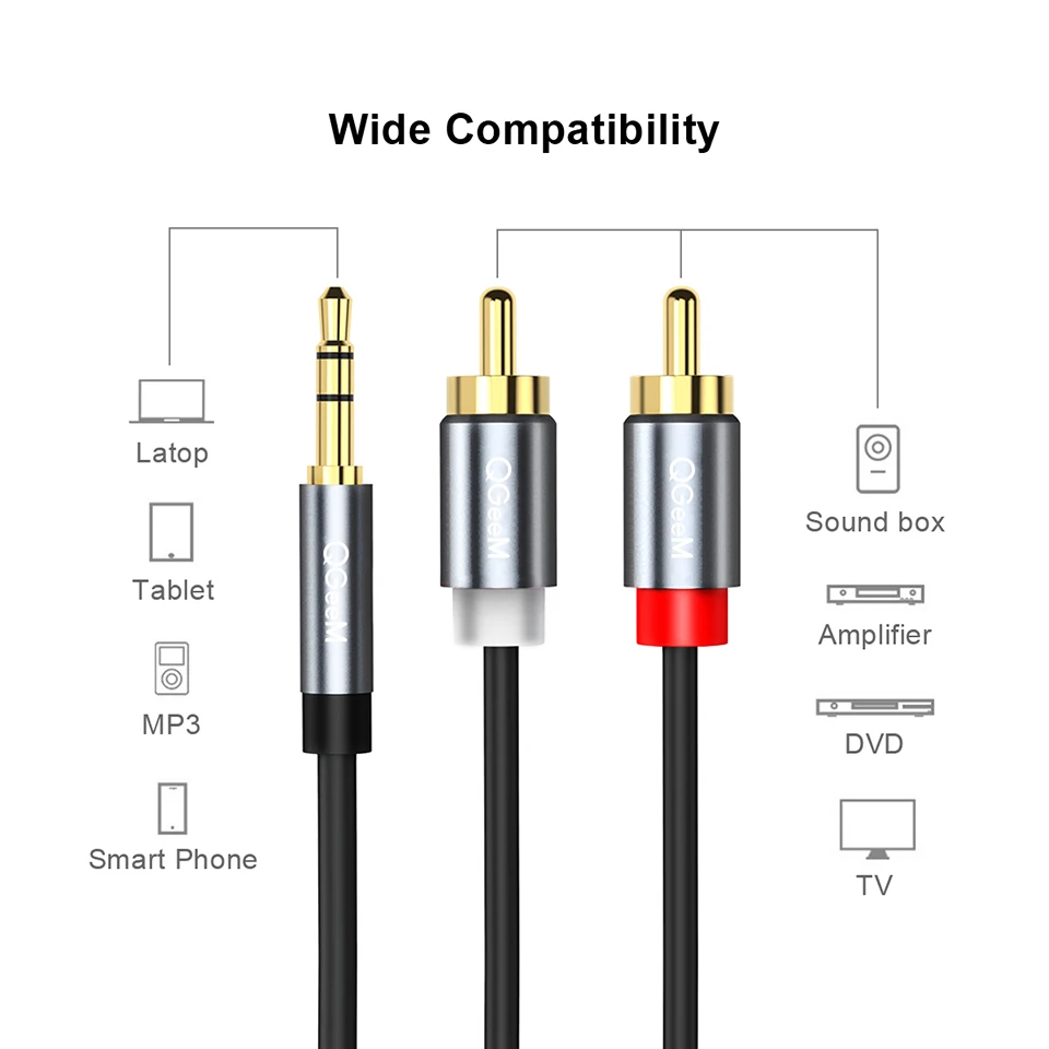 Kabel RCA QGeeM 2RCA ke 3.5mm, - Home Improvement Dvd ulasan dan harga