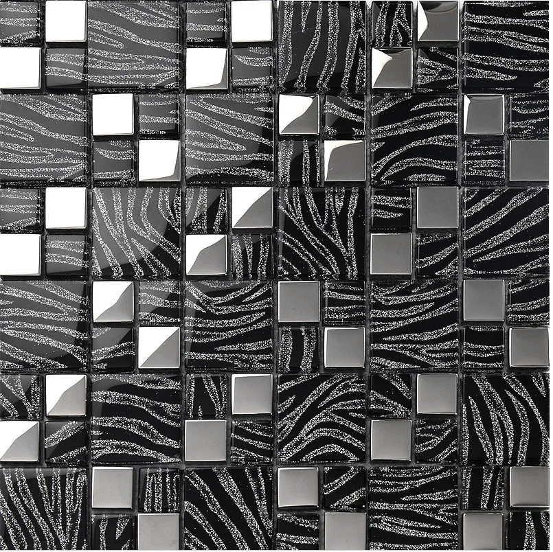 Ubin Mosaik Kaca Perak Hitam M - Home Improvement Background ulasan dan harga