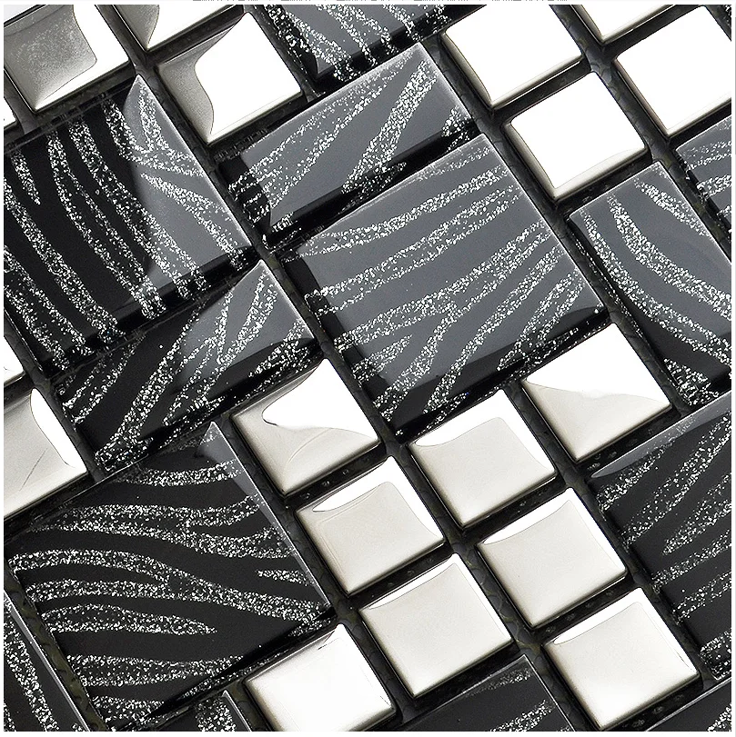 Ubin Mosaik Kaca Perak Hitam M - Home Improvement Background ulasan dan harga